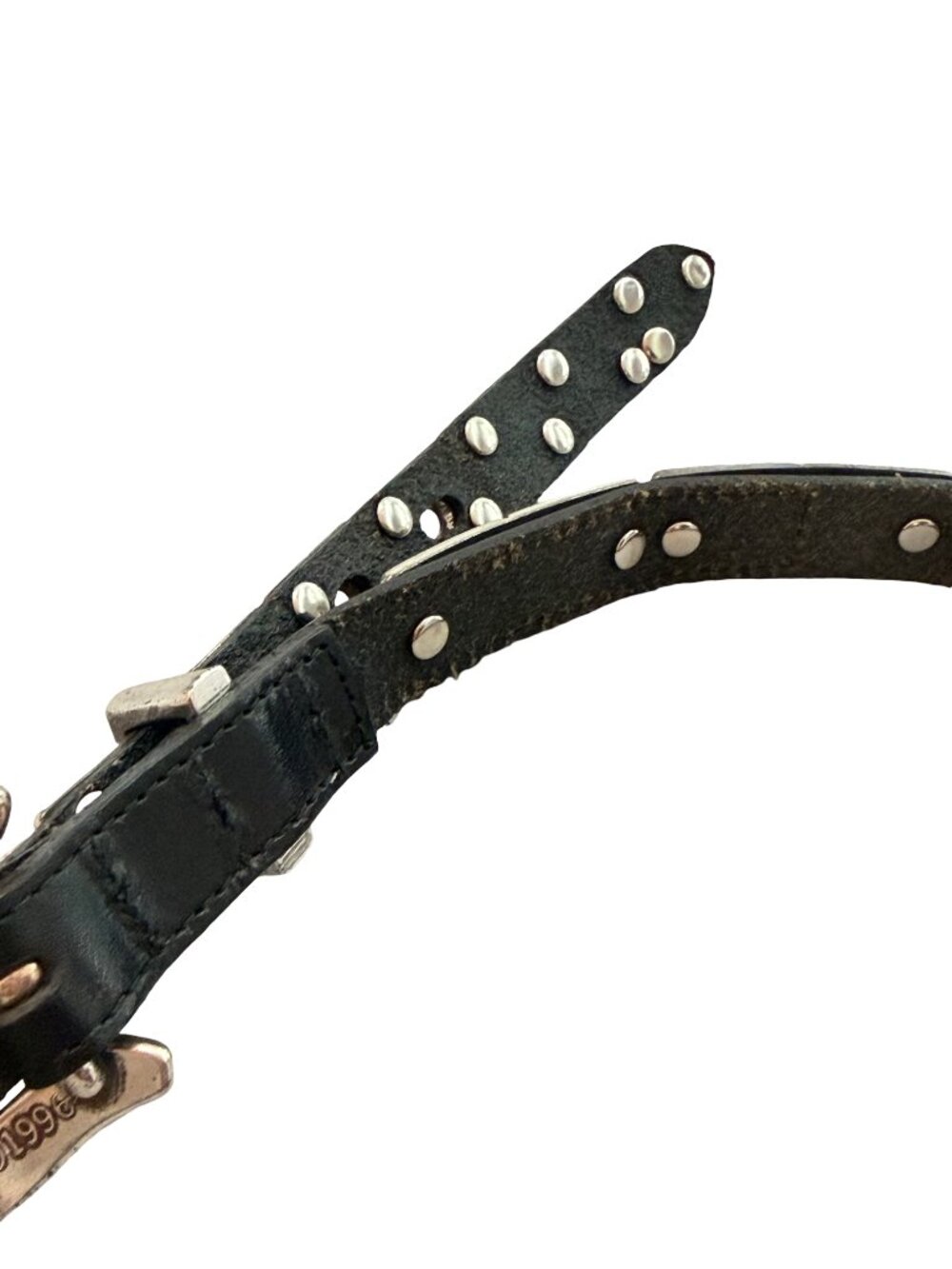 Brighton Black Silver Studded Tile Concho Belt Vintage Southwestern Link Women's - Picture 8 of 10
